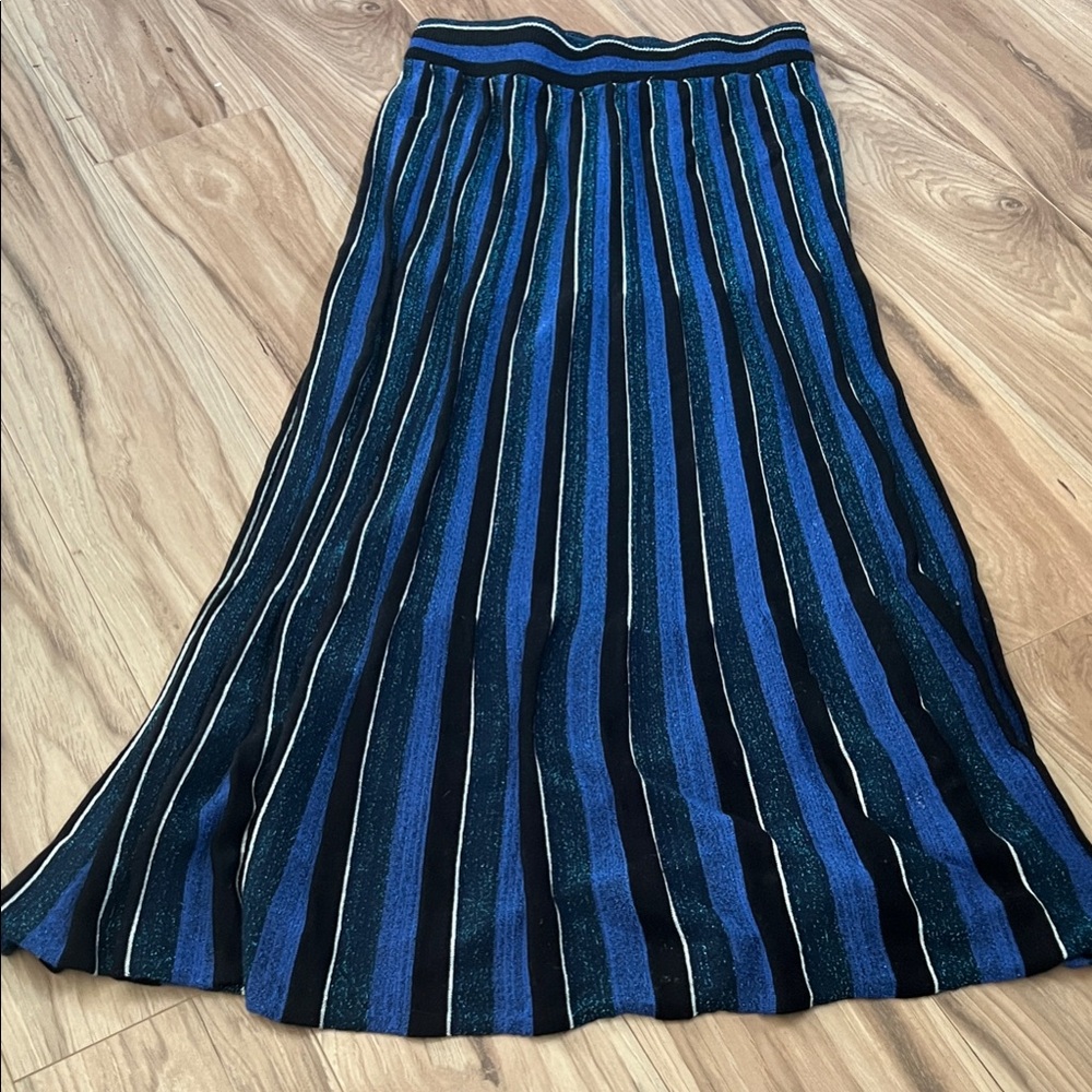 Zara Blue and Green Striped Maxi Skirt